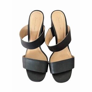 Massimo Matteo Slide Sandals Womens Size 8 Black Double Strap Block Heel